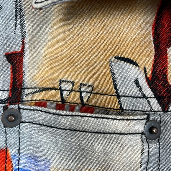 Vintage Kaktus Womens M Button Down Multicolor Candle Print 2 Pocket Jacket - Picture 4 of 9